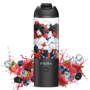 FitRx Rocket Electric Smoothie Blender Bottle, Rechargeable Portable Personal Blender, 18oz., Black