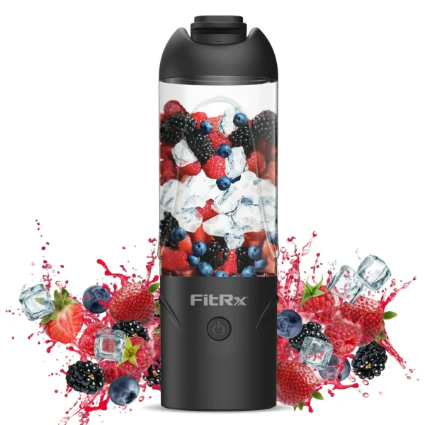 FitRx Rocket Electric Smoothie Blender Bottle, Rechargeable Portable Personal Blender, 18oz., Black