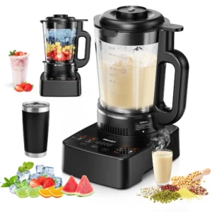 PRASKY Countertop Blender with Heating, 53Oz Glass Jar, 1000W Blender for Smoothie, Nut Milk, Soup