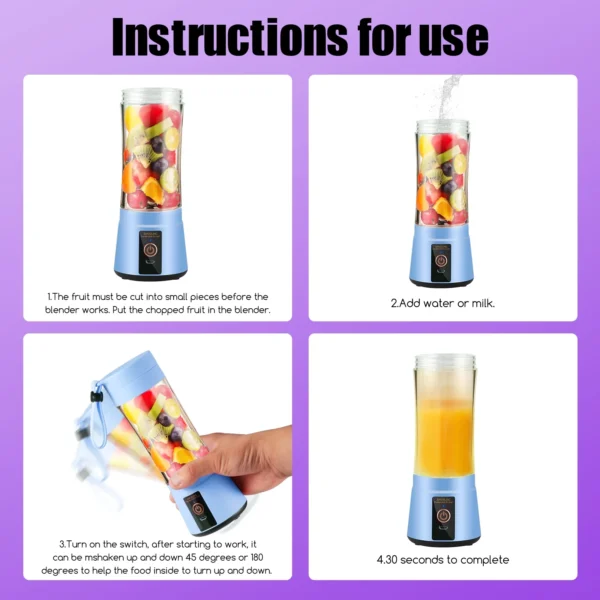 JahyShow Battery Powered Blender, Purple - Image 3