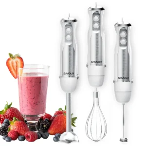 Savour Immersion Blender Set Handheld Blender Whisk & Frother Portable Blender, 3 pcs White