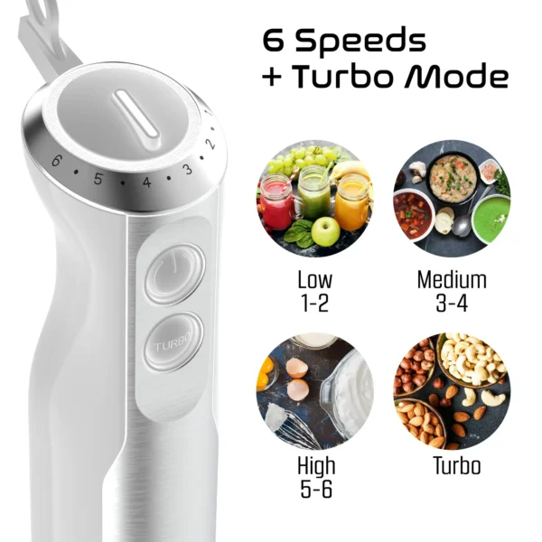 Savour Immersion Blender Set Handheld Blender Whisk & Frother Portable Blender, 3 pcs White - Image 2