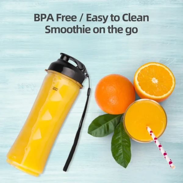 La Reveuse Smoothies Blender Personal Size 300 Watts with 18 oz BPA-free Portable Travel Sports Bottle (Light Blue) - Image 2
