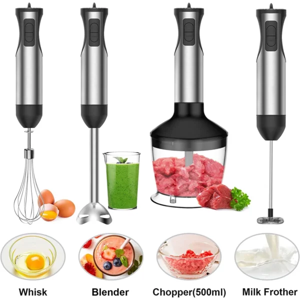 20-Speed Immersion Hand Blender, 5-in-1 Powerful 1000W Blender Whisk and Mini Chopper with 600ml Beaker