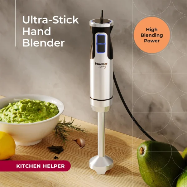 MuellerLiving Immersion Handheld Blender, 8-Speed Stainless Steel Hand Blender with Turbo Mode - Image 4
