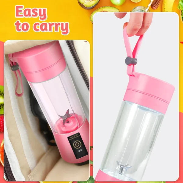 Debonair Portable Blender USB Rechargeable Personal Juicer Cup Small Fruit Juice Mixer for Shakes and Smoothies 350ML Capacity- Pink - Image 2