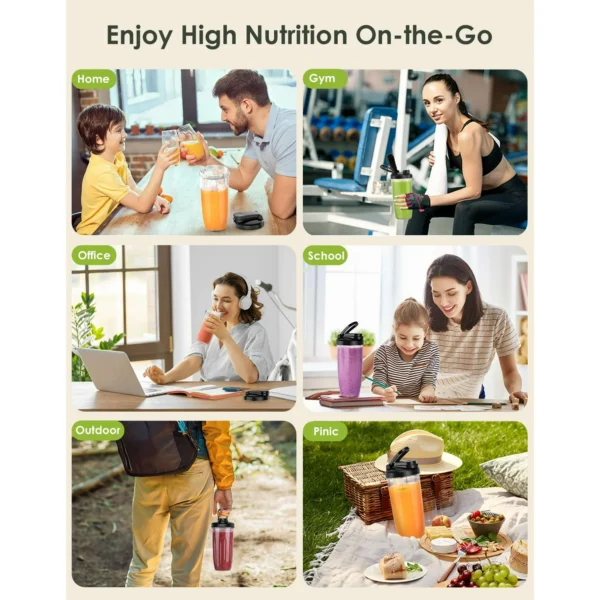 Lampick 1100W Smoothie Blender for Shakes and Smoothies, 3 IN1 Kitchen Personal Blenders and Grinder Combo for Protein Drinks, BPA-Free - Image 2