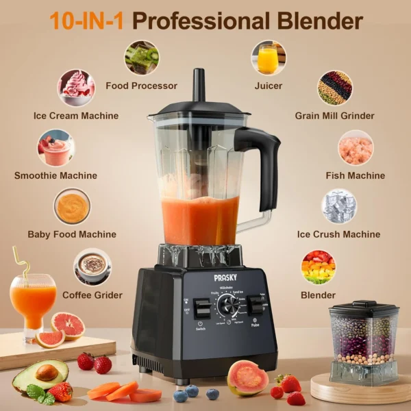 PRASKY Professional Countertop Blender, 70oz Capacity for Smoothies, Fruit, Ice Crush, Spice - Image 2