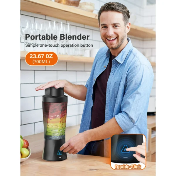 Suodoka Fit Compact Personal Blender, 24 Oz Portable Blender for Smoothies, Shakes, Cordless Powerful Blending, with Leakproof-Lid - Image 3