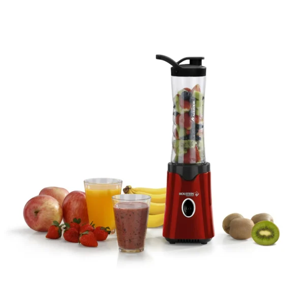 Holstein Housewares Personal Blender, Metallic Red - Ideal for On-The-Go Smoothies, Shakes, and Protein Drinks - 20 oz Travel Cup included - Image 4