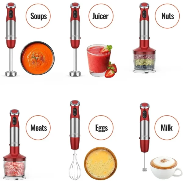 TENKER 5-in-1 Immersion Hand Blender,12 Speed Turbo Mode Stick Blender