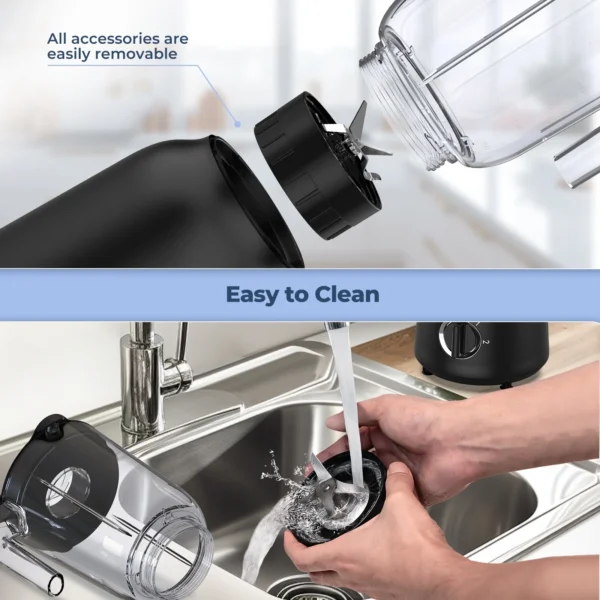 LINKChef 3-in-1 Countertop Blender for Shakes, Meat Chopper, Coffee Grinder, 500 Watts, 50oz. Blending Jar, Smoothie Blender with 2 Speeds and Pulse - Image 3