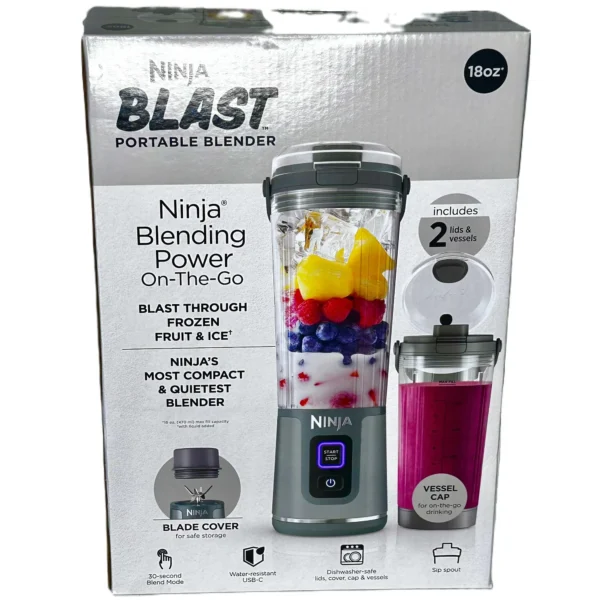 Portable Blender Ninja Blast 18oz. Two LIDS AND VESSELS Included. - Image 4