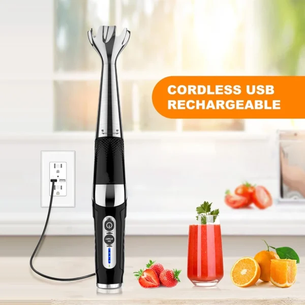 Cordless Hand Blender 4-in-1 Rechargeable Immersion Handheld Blender, 21 Variable Speeds, 3-Angle Adjustable with 700ml Chopper, 700ml Beaker, Egg Whisk and Beater for Smoothies, Soup, Baby Food - Image 4