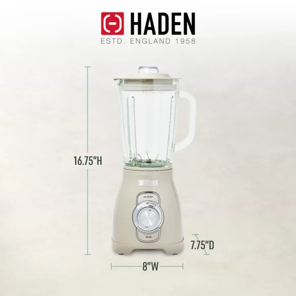 Haden Stainless 1.75 Liter Glass Jug 700W Motor Power Blender, Putty/Chrome - Image 4