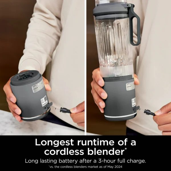 Ninja Blast MAX Personal Cordless Blender for Smoothies, Frozen Drinks, Ice Crush, 20 oz. Twist & Go Vessel, Gray - Image 2