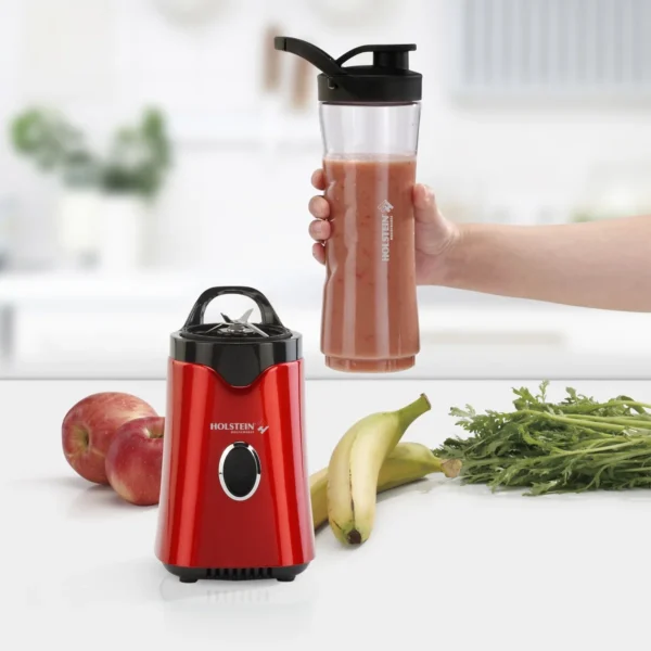 Holstein Housewares Personal Blender, Metallic Red - Ideal for On-The-Go Smoothies, Shakes, and Protein Drinks - 20 oz Travel Cup included - Image 3