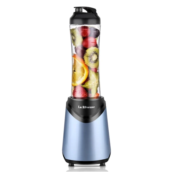 La Reveuse Smoothies Blender Personal Size 300 Watts with 18 oz BPA-free Portable Travel Sports Bottle (Light Blue) - Image 4