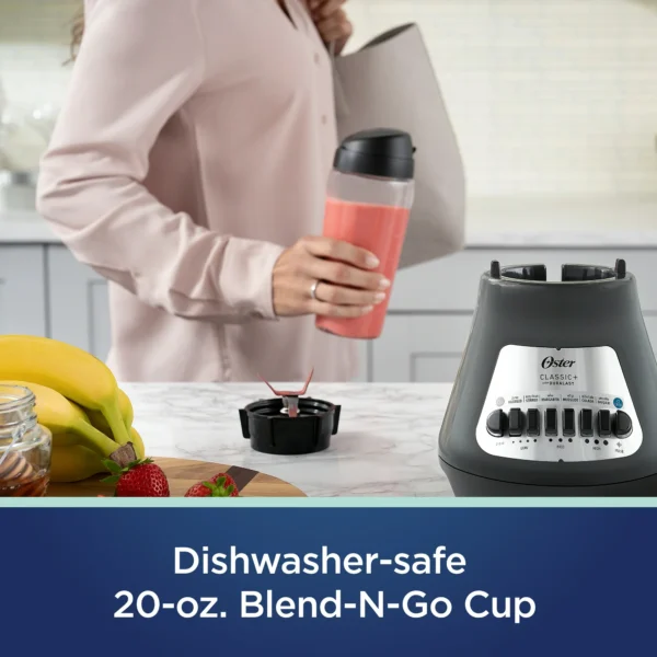 Oster Party Blender XL, 8-Cup Glass Jar Blender with 20oz Blend-N-Go Cup, 8 Speeds - Image 5