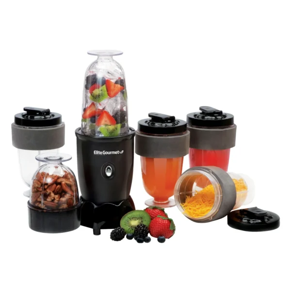 Elite Cuisine 17 Piece Personal Drink Blender with 4 x 16oz. Travel Cups EPB-1800 - Image 2