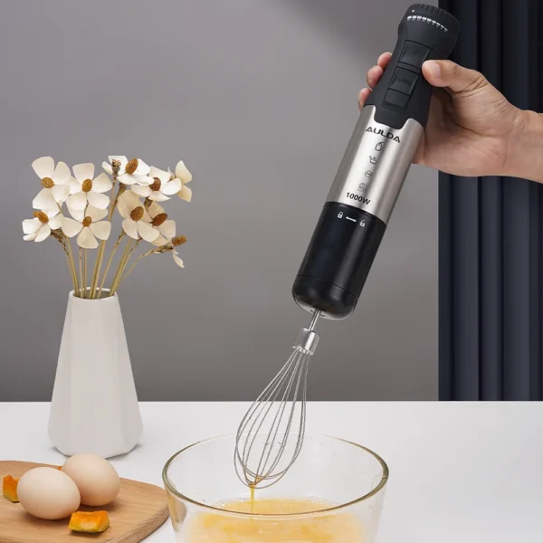 Aulonda 1000W 5-in-1 Commercial Immersion Hand Blender - 20 Speeds, Stainless Steel Stick Blender with Mixing Beaker, Chopper Bowl, Milk Frother, Egg Whisk - Image 2