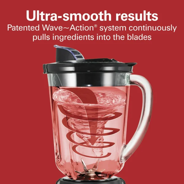Hamilton Beach Wave Action Quiet Blender, 48 oz. Glass Jar, 12 Blending Functions, Black, 53530F - Image 2