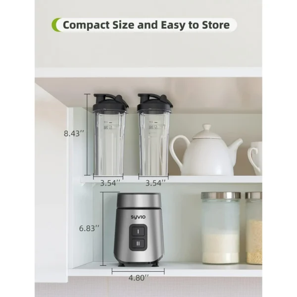 Syvio Smoothie Blender for Shakes and Smoothies, Personal Blender with 2 BPA-Free 20 Oz Sport Cups, Nutritious Recipe, 2-Speed Control - Image 4