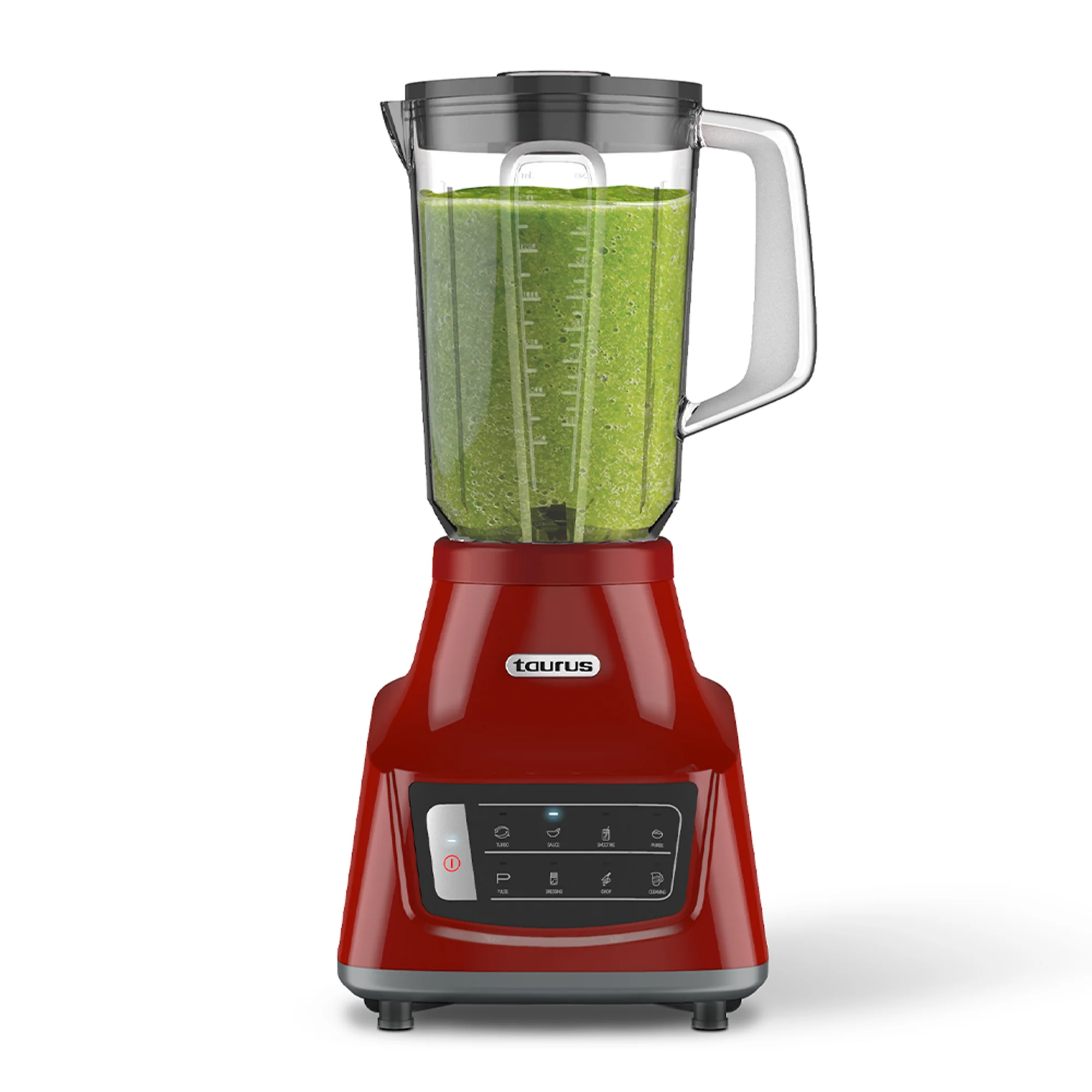 Countertop Blender Taurus Grandeur Touch 44oz Stainless Steel Blade, Glass Jar, Red