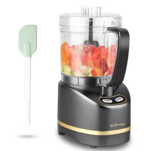 La Reveuse Electric Mini Food Processor Blender with 200 Watts, 2-Cup Prep Bowl for Mincing,Chopping (Metallic Gray)