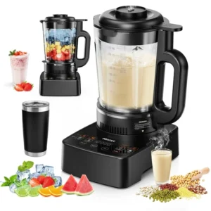 PRASKY Countertop Blender with Heating, 53Oz Glass Jar, 1000W Blender for Smoothie, Nut Milk, Soup