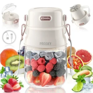 PRASKY Personal Blender, BPA Free 27oz Portable Blender for Smoothies and Shakes, Juicer Blender (White)