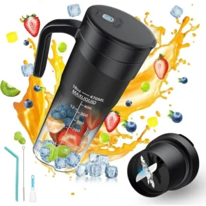 Portable Blender, 16 Oz Personal Size Blender USB Rechargeable for Shakes and Smoothies Portable Juicer, Mini Blender with 6 Blades for Sports/Travel/Home/Gym/Office, Black