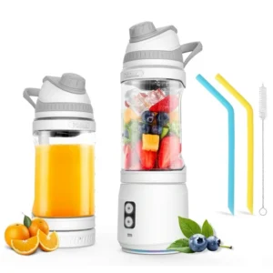 Portable Blender,Fimilo Personal Blender 240 Watt for Shakes and Smoothies with 6 Metal Blades, 24 oz Mini Blender Cup with Travel Lid and USB Rechargeable for Office, Gym, Kitchen (Gray)