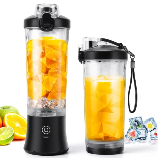 TINANA Portable Blender, USB Rechargeable with 600 ML Personal Juicer Cup, Household Fruit Mixer for Shakes and Smoothies, Ideal for Travel, Home and Office-Black