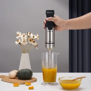 Aulonda 1000W 5-in-1 Commercial Immersion Hand Blender - 20 Speeds, Stainless Steel Stick Blender with Mixing Beaker, Chopper Bowl, Milk Frother, Egg Whisk