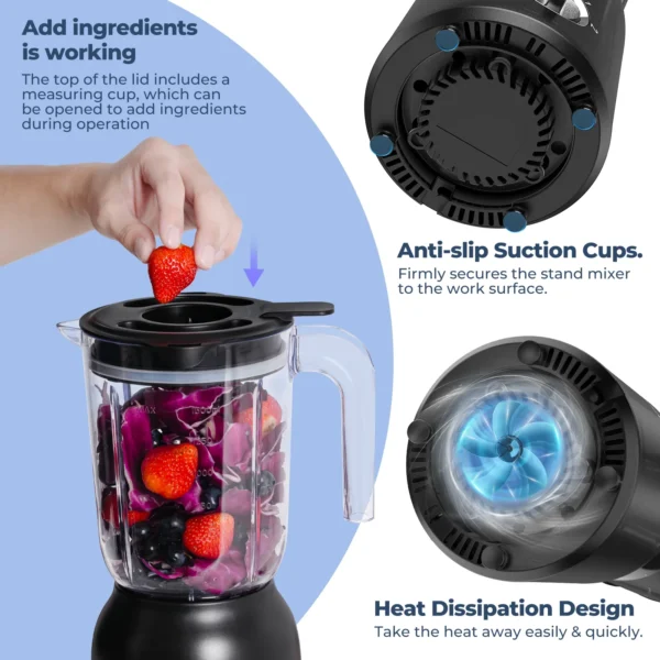 LINKChef 3-in-1 Countertop Blender for Shakes, Meat Chopper, Coffee Grinder, 500 Watts, 50oz. Blending Jar, Smoothie Blender with 2 Speeds and Pulse - Image 4