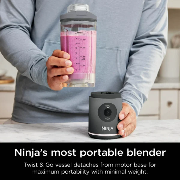 Ninja Blast MAX Personal Cordless Blender for Smoothies, Frozen Drinks, Ice Crush, 20 oz. Twist & Go Vessel, Gray - Image 3