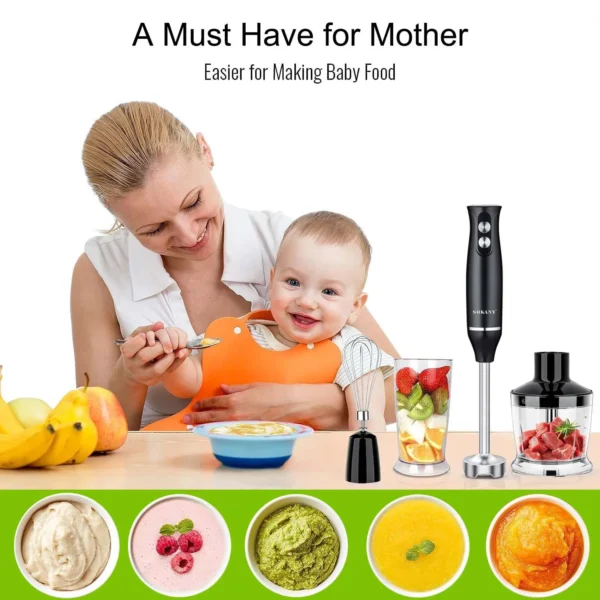 ACMETOP Electric Immersion Hand Blender 500 Watt 2 Mixing Speed with Stainless Steel Blades, Portable Easy Control Grip Stick Mixer Perfect for Smoothies, Puree Baby Food & Soup, Black - Image 3